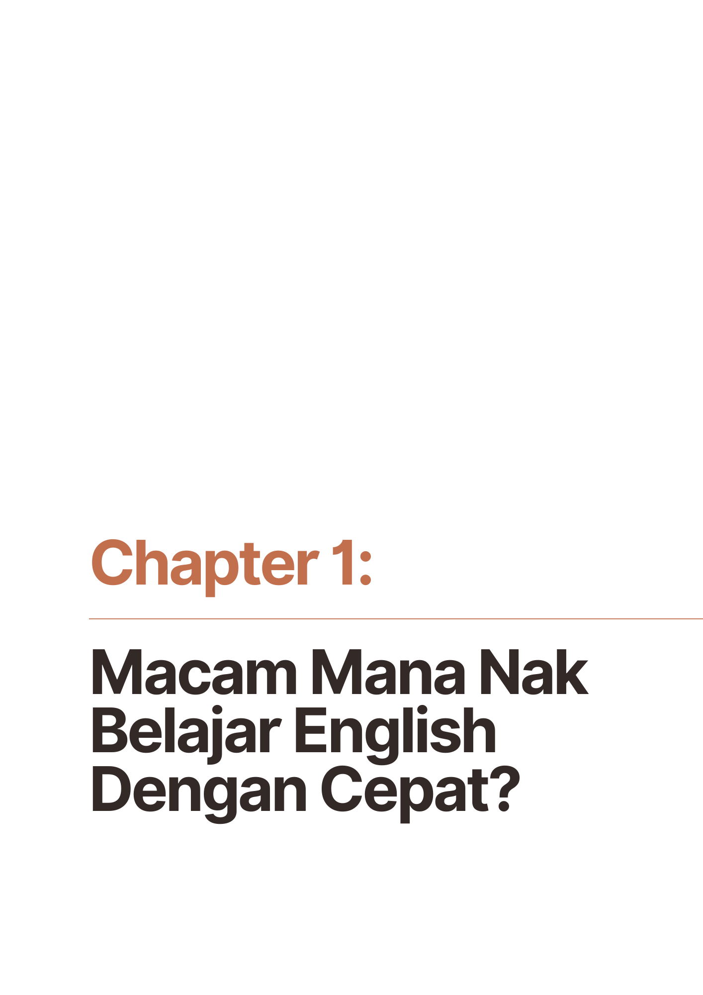 Halaman pembuka Chapter 1: Macam Mana Nak Belajar English Dengan Cepat?