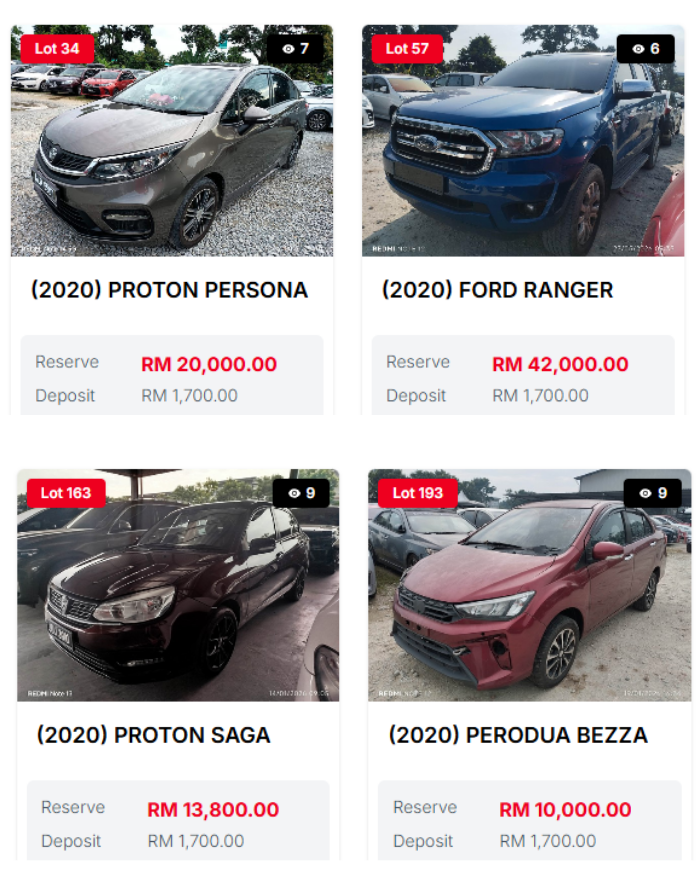 Contoh listing kenderaan lelong 1