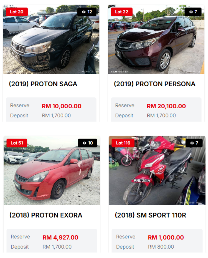 Contoh listing kenderaan lelong 2