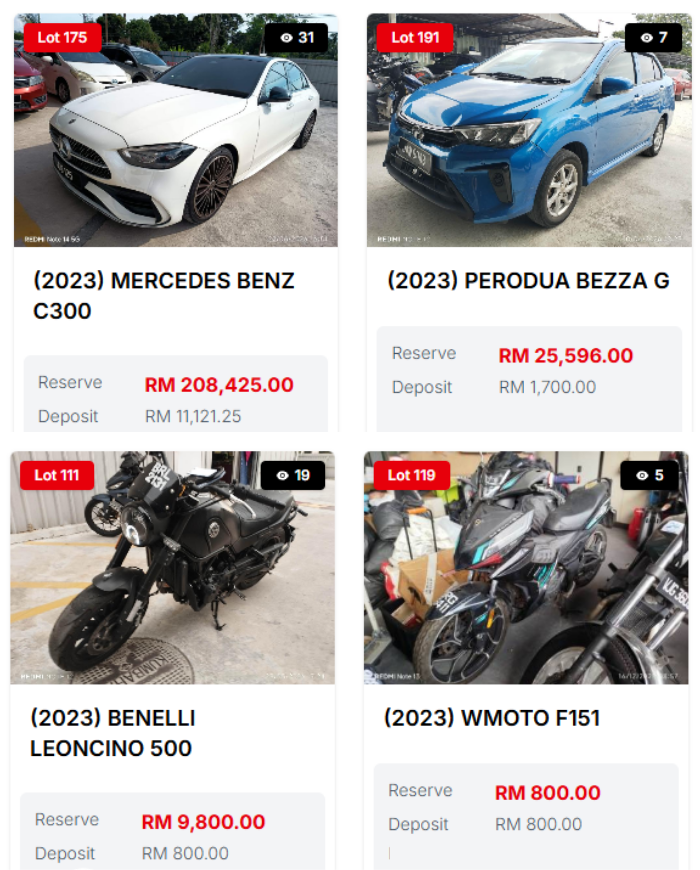 Contoh listing kenderaan lelong 3